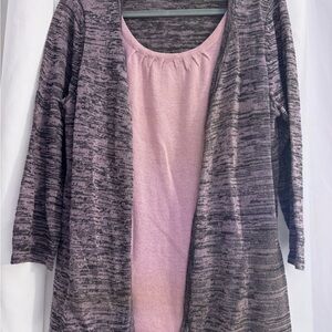 Sag Harbor Pink and Gray Cardigan